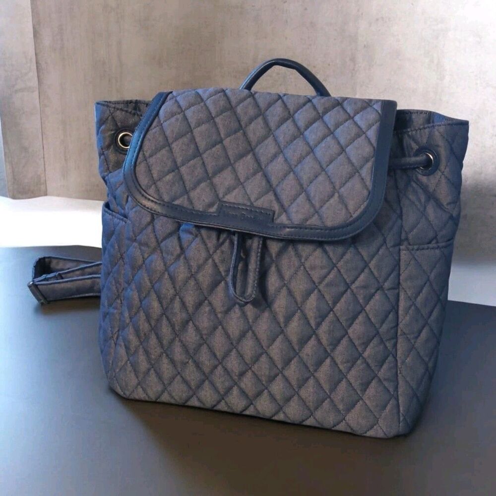 Vera Bradley Quilted  Backpack Denim Blue Travel Work Commute